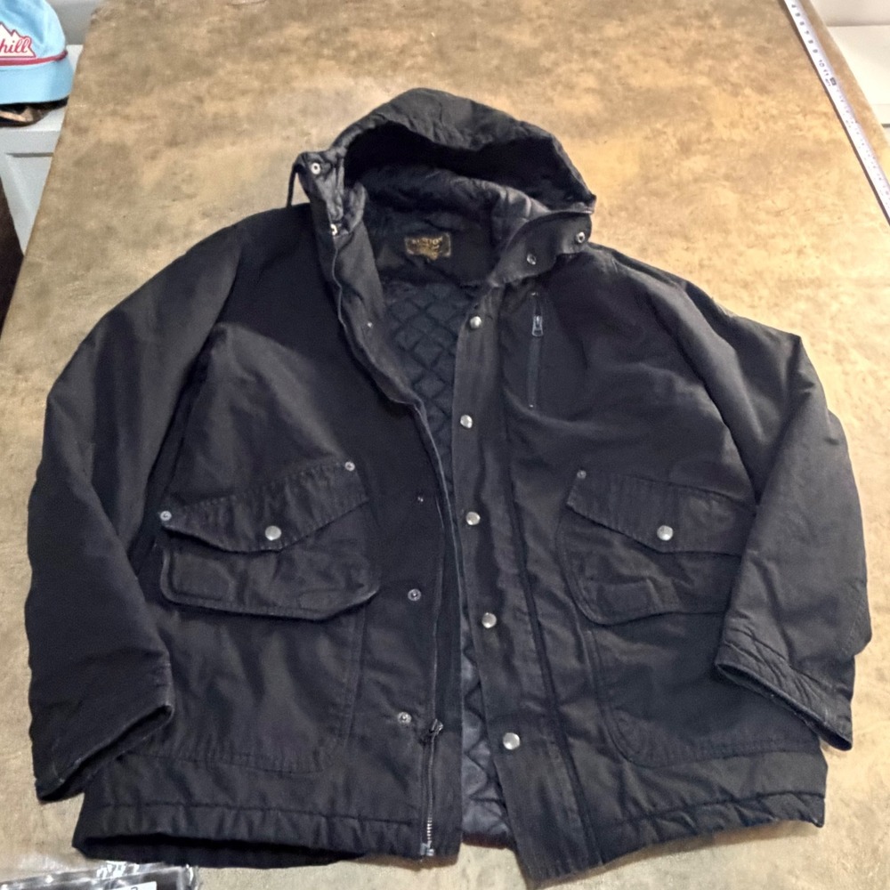 Burton Hooded Jacket Mens L Black‎ Quilt Lined Utility Parka Chore Coat Workwear